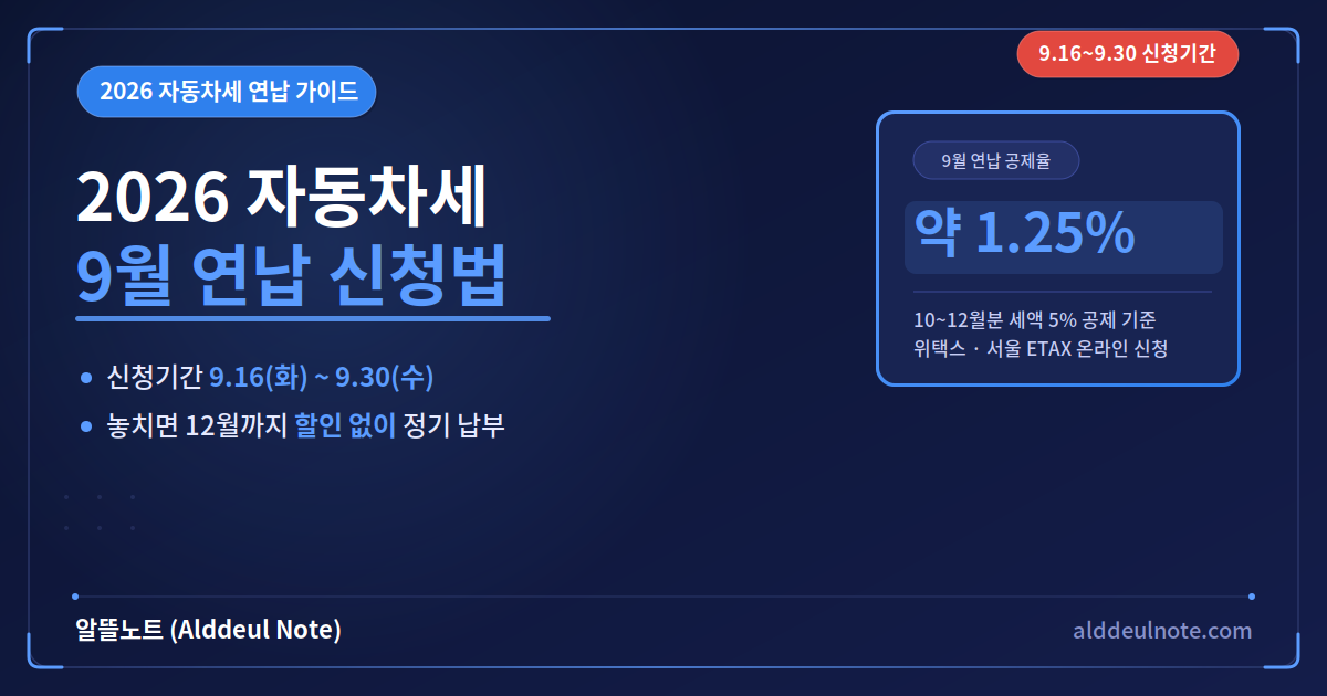 2026 자동차세 9월 연납 신청기간 공제율 위택스 납부방법