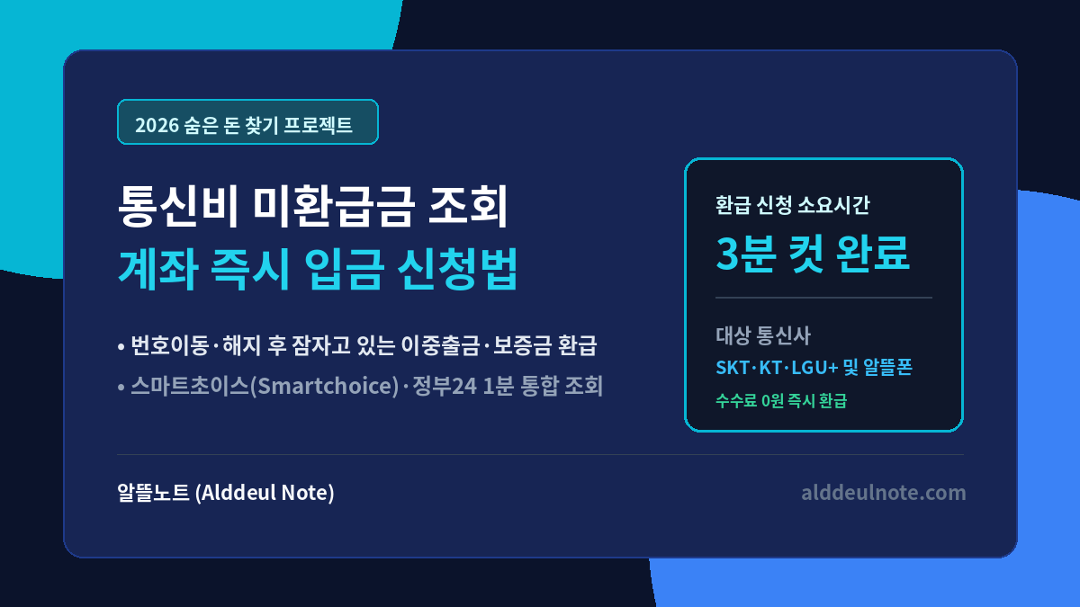 2026 통신비 미환급금 조회 및 계좌 즉시 입금 신청 3분 컷 썸네일