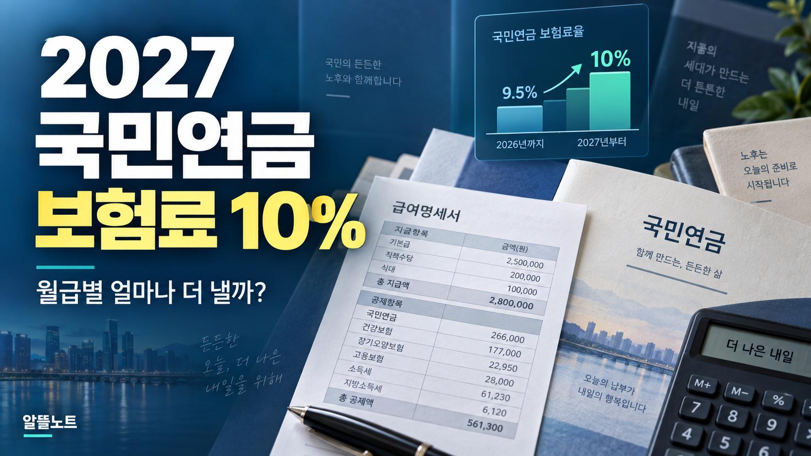 2027 국민연금 보험료 10% 인상 월급별 추가 부담액